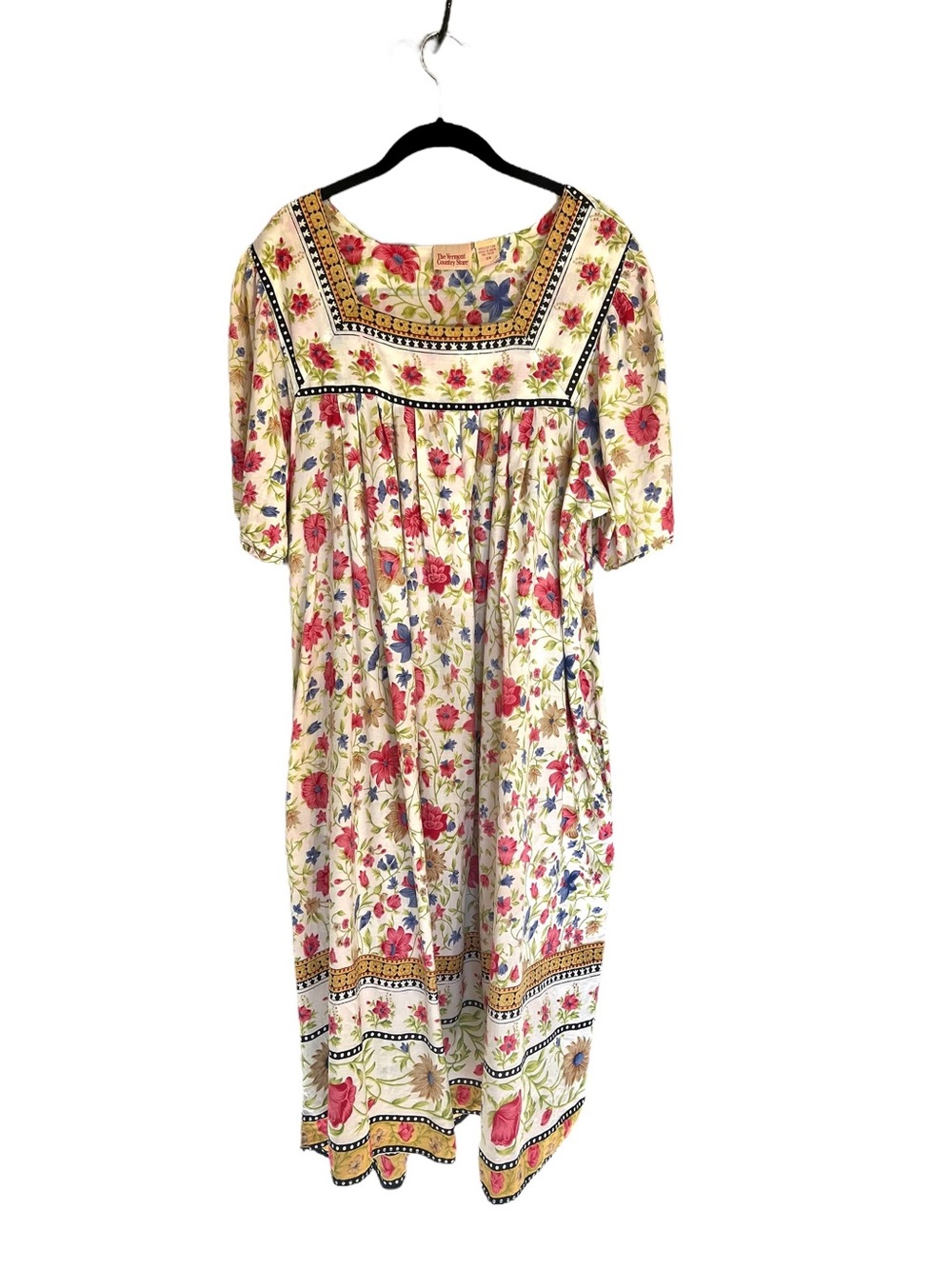 Vermont Country Store floral cotton muumuu midi dress cottage core sz 2X pockets